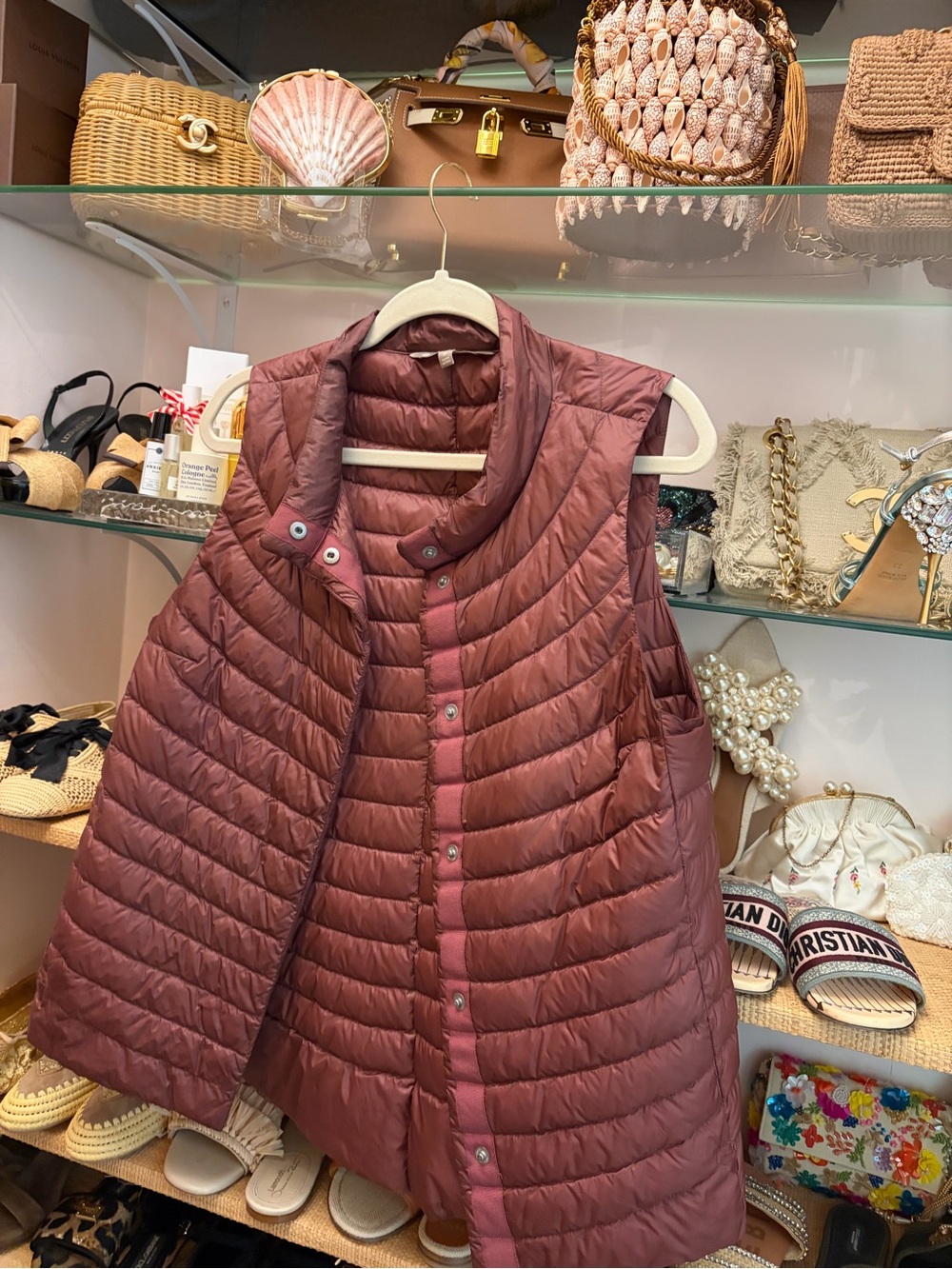 Athleta Quilted Sleeveless Vest in Mauve